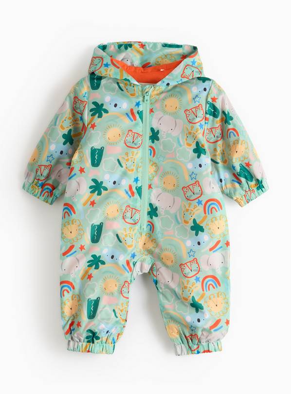 Bright Animal Print Puddlesuit Up to 3 mths